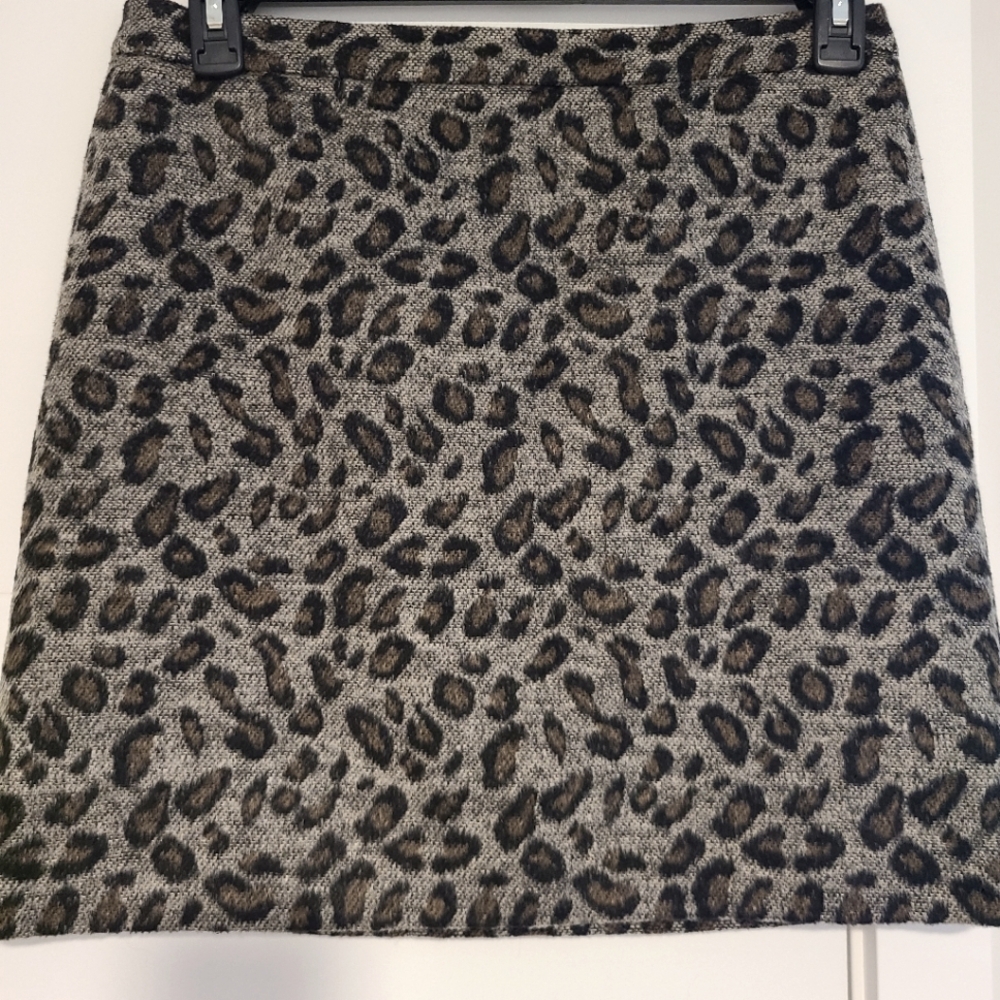 Loft wool blend cheetah print mini skirt
